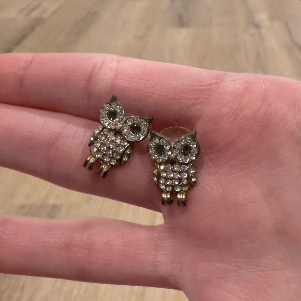 Diamond Owl Earrings